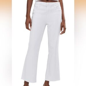 Kut From The Kloth Kelsey High Rise Ankle Flare White Denim Raw Hem Jean Sz 14